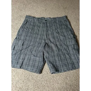 NWT men’s size 38 wrangler hero cargo shorts dark gray plaid cargo pockets - Picture 1 of 6