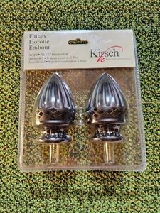 Kirsch Jeweled Tulip Finials Set of 2, Fits 1-3/8 Diameter Pole Black - Picture 1 of 4