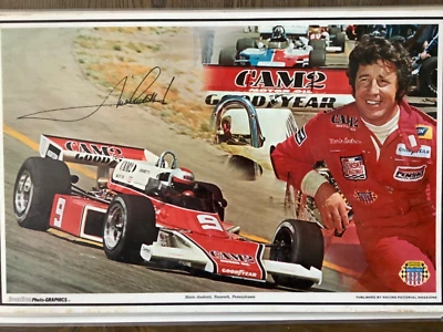 Vintage 1970's  Laminated Placemat Mario Andretti Indy car - Image 1 of 2