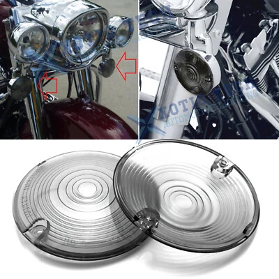 2 个转向信号灯烟熏扁盖适用于哈雷戴维森公路 Electra 滑翔机 — 第 1/4 张图片