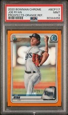2020 Bowman Chrome Prospects Joe Ryan #BCP117 ORANGE REFRACTOR PSA 9 RC #12/25