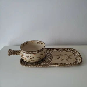Temptations By Tara Old World Brown Soup Sandwich Lunch Tray Set - Picture 1 of 6