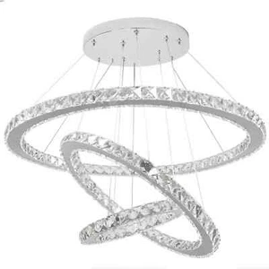 Lampadario di cristallo con 3 anelli regolabili a sospensione dimmer cambio luce - Foto 1 di 12