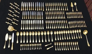 AMAZING KINGS French Christofle MARLY GOLD Flatware 165 Pieces Set for 12 - Picture 1 of 22