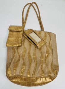 Damen Gold Soft Bucket Bag Handtasche Schultertasche Hobo Bags mit Handytasche - Bild 1 von 5