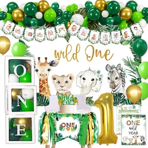 Wild One Birthday Decorations Supplies, Jungle Theme First Birthday Decoration, - Picture 1 of 12