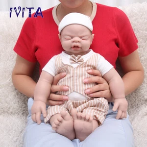 IVITA 49cm Handgemachte Puppen Rebornpuppen Blau Augen Baby Junge Silikon Doll - Bild 1 von 7