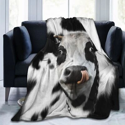 Flannel Bedspread Sofa Throw Blanket Leopard Zebra Unicorn Dog Cat Cow Dinosaurs - Image 1 of 4