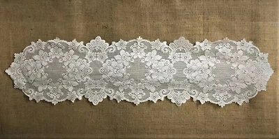 Heritage Lace Table Runner White Cleremont 14" x 54" Diningroom Livingroom  - Image 1 of 4