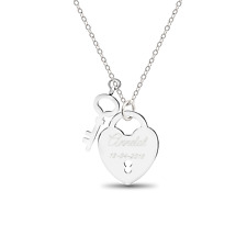Herz Anhänger Schlüssel Liebesschloss Silber mit GRAVUR Valentinstag Geschenk 