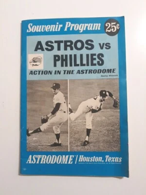 💥RARE‼Vintage 1969 Houston Astros v. Phila Phillies UNMARKED Program ASTRODOME  - Image 1 of 4