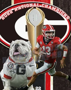 Impresión litográfica de los Bulldogs de los campeones nacionales 2022 11 x 14 - Imagen 1 de 1
