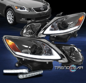 For 2006-2011 Lexus GS350 GS460 HID LED Smoke Projector Headlights w/Bumper DRL
