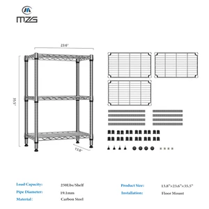 3 Tier Wire Shelving Metal Shelves Organizer Adjustable Chrome Wire Rack Storage - Picture 1 of 10