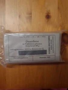 Dauerbrot 200g * DELBRO-Brotfabrik * Bundeswehrnotration Dezember 1962 - Bild 1 von 1