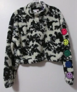 Girls Sugar & Jade Short Sherpa Tie-Dye Smiley Jacket Size Large [12/14] - Picture 1 of 7