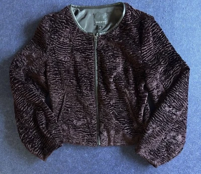 TROUVE 女式 M 夹克拉链紫色人造毛皮皮革装饰商务正式 — 第 1/4 张图片