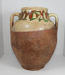 ANTIGUO TARRO DE ÁNFORA POTTERU DECORADO MEDIADOS DE 1800 A PRINCIPIOS DE 1900 - Imagen 1 de 6