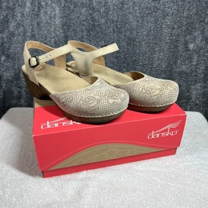 Dansko Clogs Womens Size 41 Mary Jane Sam Nubuck Sand Floral W/ Box 9840-032200 - Picture 1 of 14