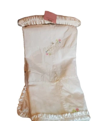New! Carters Sweet Daisy White Baby Blanket Pink Floral Satin Patchwork NWT - Image 1 of 4