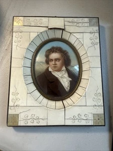 Antique Miniature Portrait Painting Young Man Ivory Frame ~ Joseph Karl Stieler - Picture 1 of 2