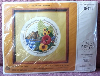 Vtg 1980s New SEALED Creative Circle 0614 God's Thoughts Picture Embroidery KIT - Image 1 of 4