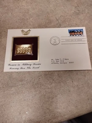 HONORING WOMEN IN MILITARY SERVICE 1ST DAY ISSUE USPS 22KT GOLD STAMP - Image 1 of 2