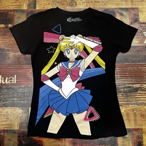 Camisa Sailor Moon Junior Talla L Negra Gráfica y2k Anime Manga Años 90 TV Retro Juegos con disfraces - Imagen 1 de 7