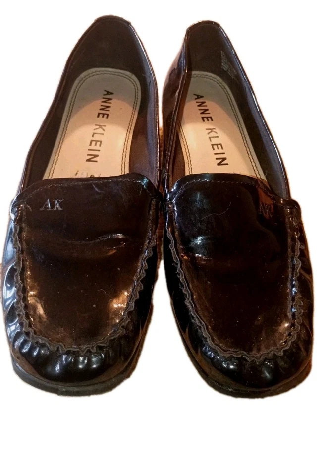 Anne Klein iflex Black Slip On Patent Leather Loafers size 8.5M  - Image 1 of 4