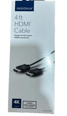 New Insignia 4' Feet 4K Ultra HD high speed HDMI Cable Black - Image 1 of 2