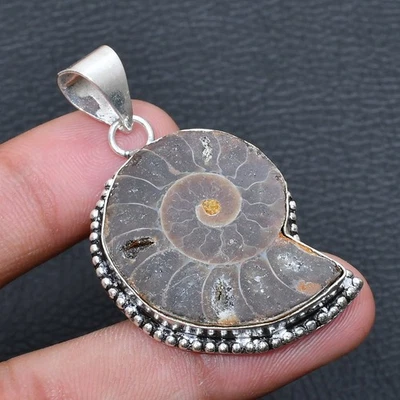 Кулон ювелирный ручной работы из ископаемого аммонита 2,08 дюйма l440 - Изображение 1 из 3