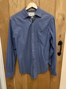 Camisa Brora de sarga de algodón cepillado azul talla mediana PVP £115 detalle a cuadros - Imagen 1 de 8