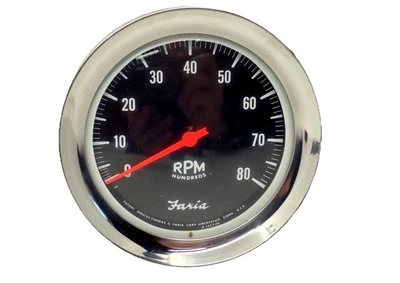 Vintage Faria 8,000 RPM Tachometer Ford Muscle Car 8 Cylinder WORKING Real Deal! - Image 1 of 4