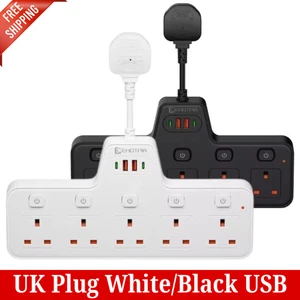 Wall Plug Extension Adapter Power Socket 4 Way Gang Switch Multi USB USB-C Port - Picture 1 of 14