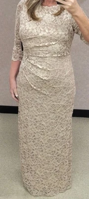 Vestido Jessica Howard Manga 3/4 Encaje, Madre de la Novia, Champagne Talla 12 Foto 1 de 4
