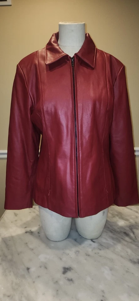 Womens Excelled Red Leather Jacket Large - Image 1 of 4