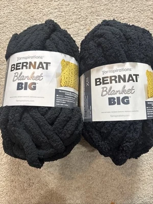 Bernat Blanket Big Yarn 32 Yards- Black - 100 Polyester Yarnspirations LOT Of 2 - Image 1 of 4