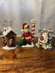 Lot of 3 Santa Figurines Christmas Table Top Decor Collectibles - Picture 1 of 24