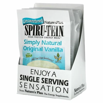 Nature's Plus, Spiru-Tein, comida energética alta en proteínas, vainilla, 8 paquetes, 0,8 oz  Foto 1 de 2