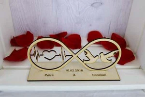 Regalo Boda Signo del Infinito Personalizado Madera Compromiso - Imagen 1 de 3