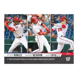 2019 TOPPS NOW #147 VICTOR ROBLES/CARTER KEIBOOM/JUAN SOTO - Foto 1 di 2