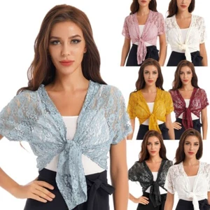 Womens Ladies Open Front Shrug Tie Up Knitted Bolero Cropped Short Cardigan Top - Picture 1 of 59
