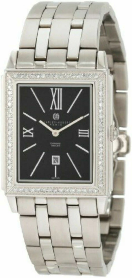 NUEVO Reloj Charles-Hubert 18313-B Para Hombre Diamante Barba Acero Inoxidable Esfera Negra Foto 1 de 1