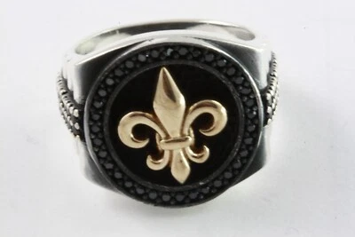 ROYAL LILIEN BLACK ZIRKONIA RING STONE LILIEN SIEGELRING ECHT 925 SILBER / 338 - Bild 1 von 4