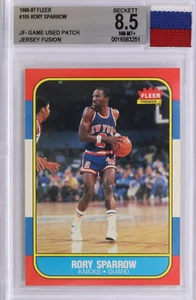 1968-87 Fleer Rory Sparrow #105 Beckett BGS 8.5 NM-MT+ Game Used Jersey Patch - Picture 1 of 2