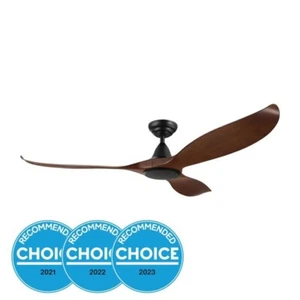 Brand new Eglo Noosa ceiling fan 60 inch black with dark wood blades DC fan - Picture 1 of 4
