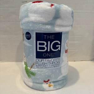 The Big One Oversized Supersoft Plush Throw Blanket Snowmen Winter 5ft x 6ft New - Picture 1 of 4