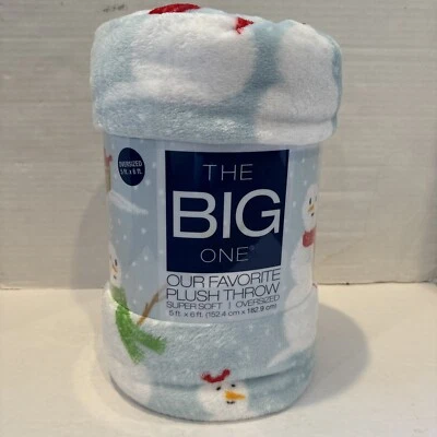 Manta de felpa supersuave de gran tamaño The Big One muñecos de nieve invierno 5 pies x 6 pies nueva Foto 1 de 4