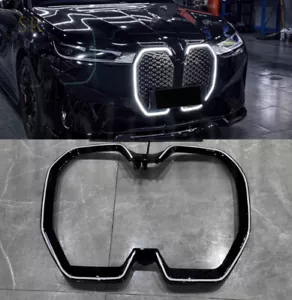 Reemplazo de marco de rejilla de riñón parachoques delantero negro brillante con LED para BMW iX 2022-2025 - Imagen 1 de 15