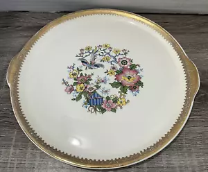 Vintage Cronin China Co Goldrand Muster Vogel, Vogelhaus, Blume Servierschale - Bild 1 von 8
